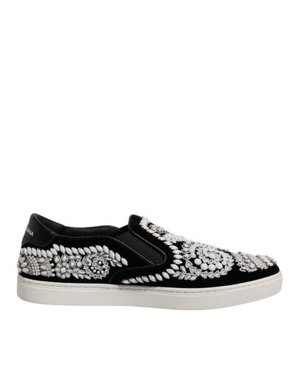 Dolce & Gabbana Black Embellished London Men Slip On Shoes - Sandy Store ByNet