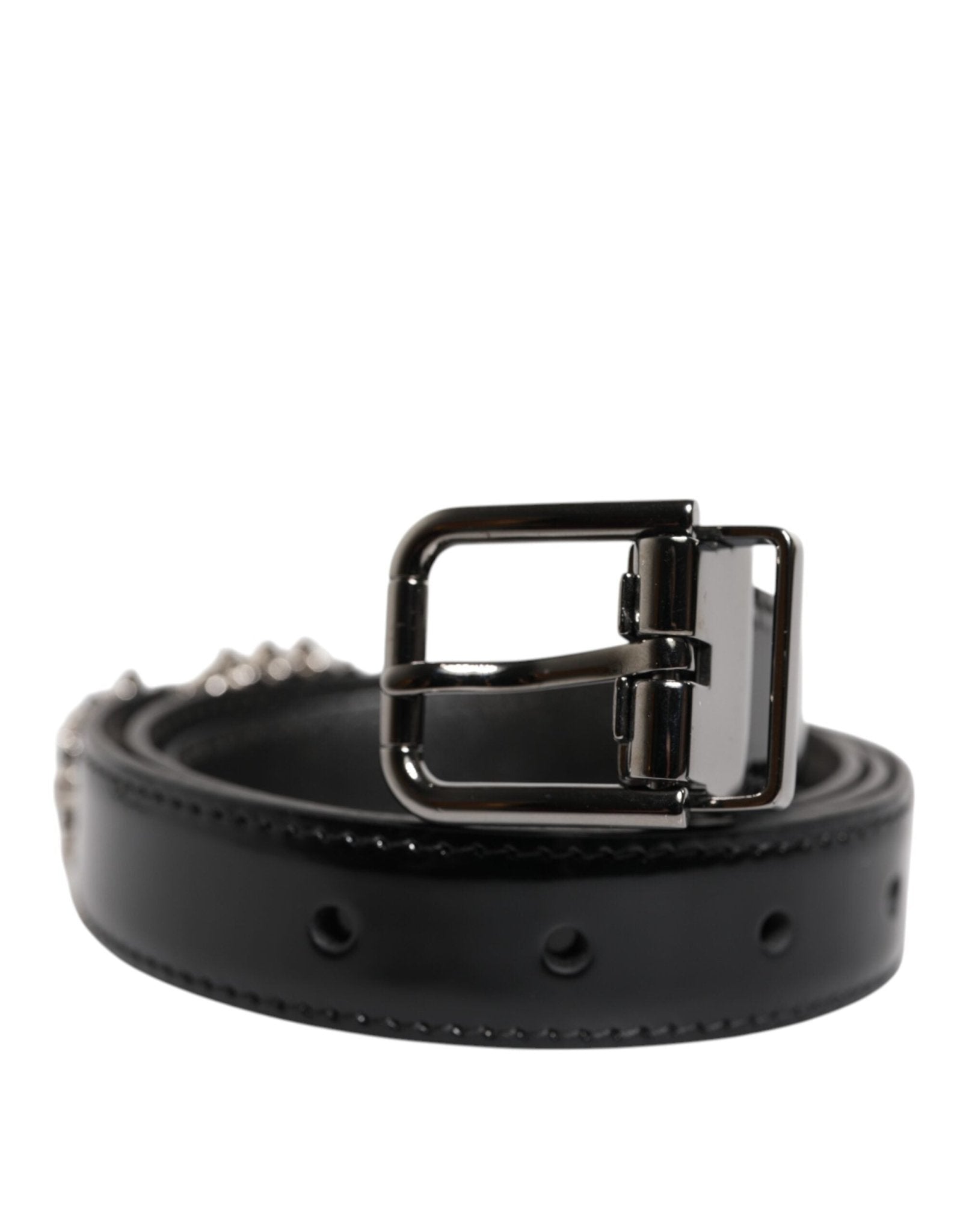 Dolce & Gabbana Black Embellished Metal Logo Buckle Belt – 90 cm / 36 Inches par Dolce & Gabbana | Disponible sur Sandy Store ByNet