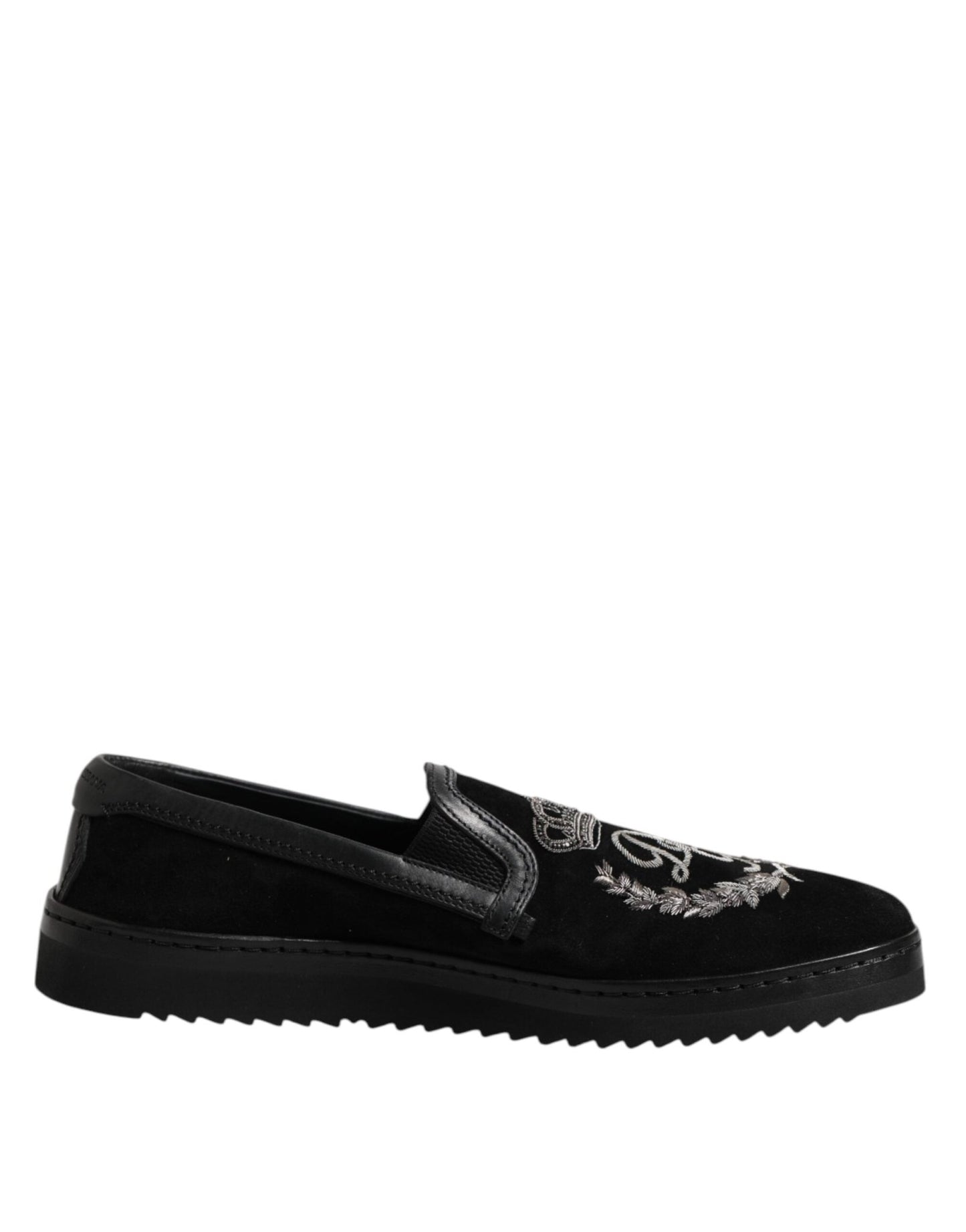 Dolce & Gabbana Black Embroidered Crown Loafers Shoes – EU42.5/US9.5 par Dolce & Gabbana | Disponible sur Sandy Store ByNet