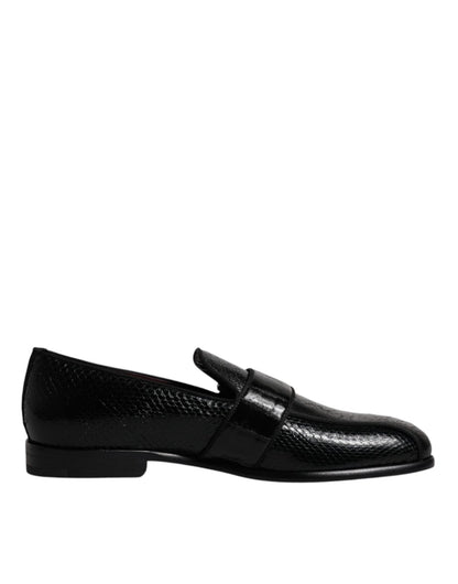 Dolce & Gabbana Black Exotic Leather DG Logo Loafers Formal Dress Shoes - Sandy Store ByNet