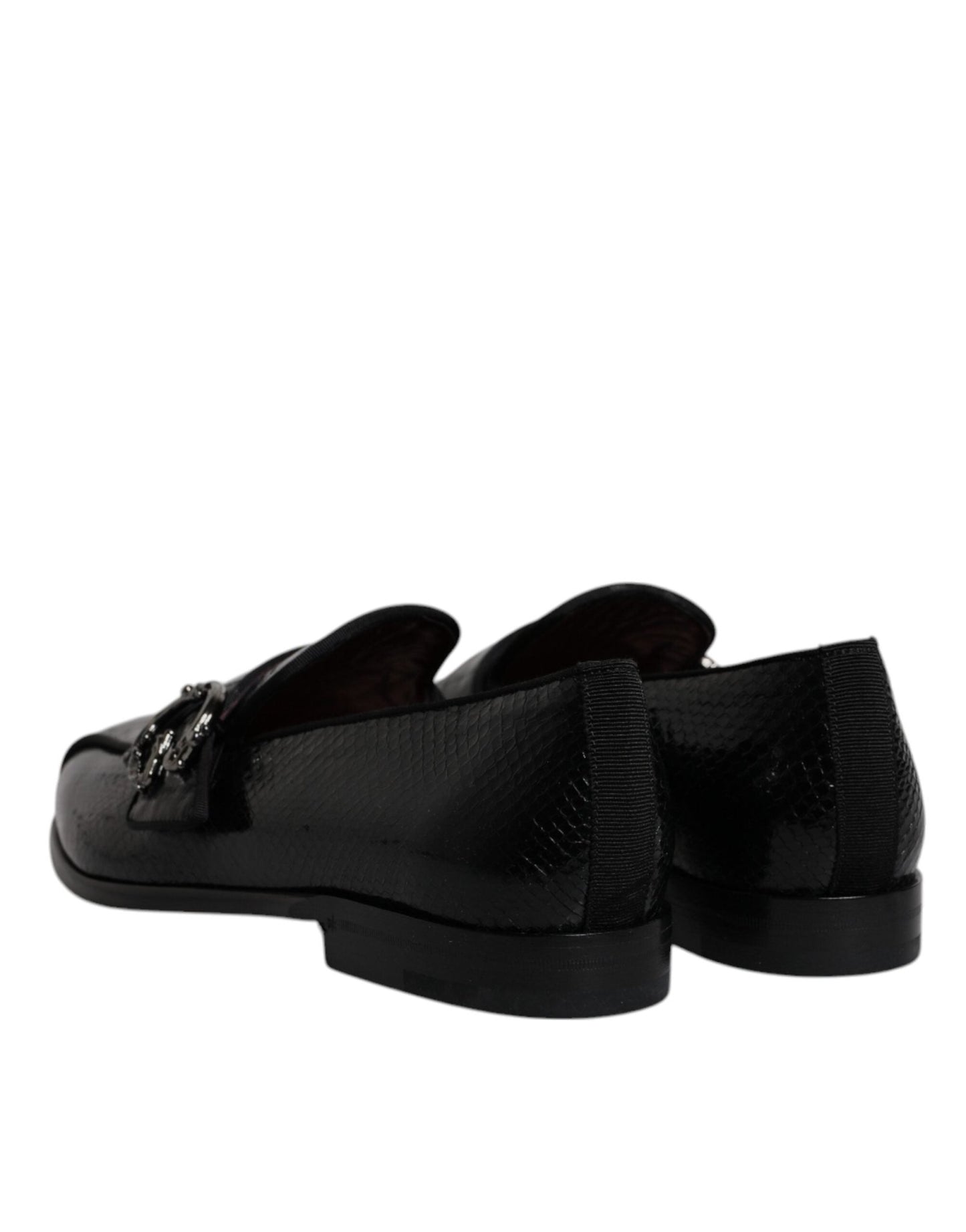Dolce & Gabbana Black Exotic Leather DG Logo Loafers Formal Dress Shoes - Sandy Store ByNet