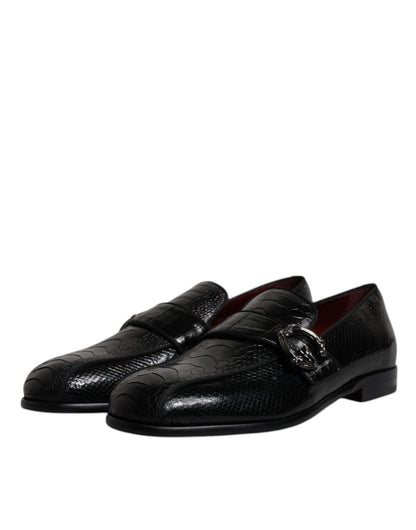 Dolce & Gabbana Black Exotic Leather DG Logo Loafers Formal Dress Shoes - Sandy Store ByNet