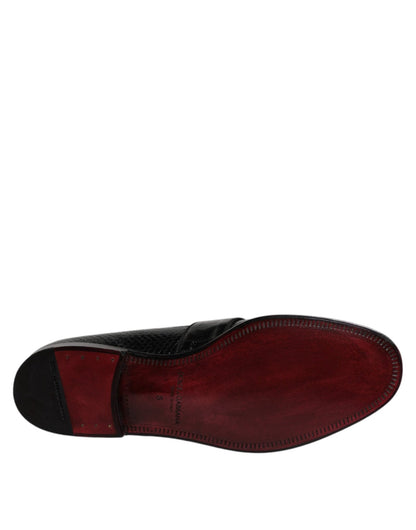 Dolce & Gabbana Black Exotic Leather DG Logo Loafers Formal Dress Shoes - Sandy Store ByNet