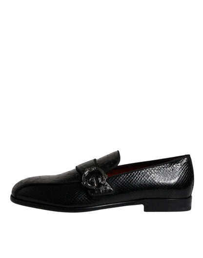 Dolce & Gabbana Black Exotic Leather DG Logo Loafers Formal Dress Shoes - Sandy Store ByNet