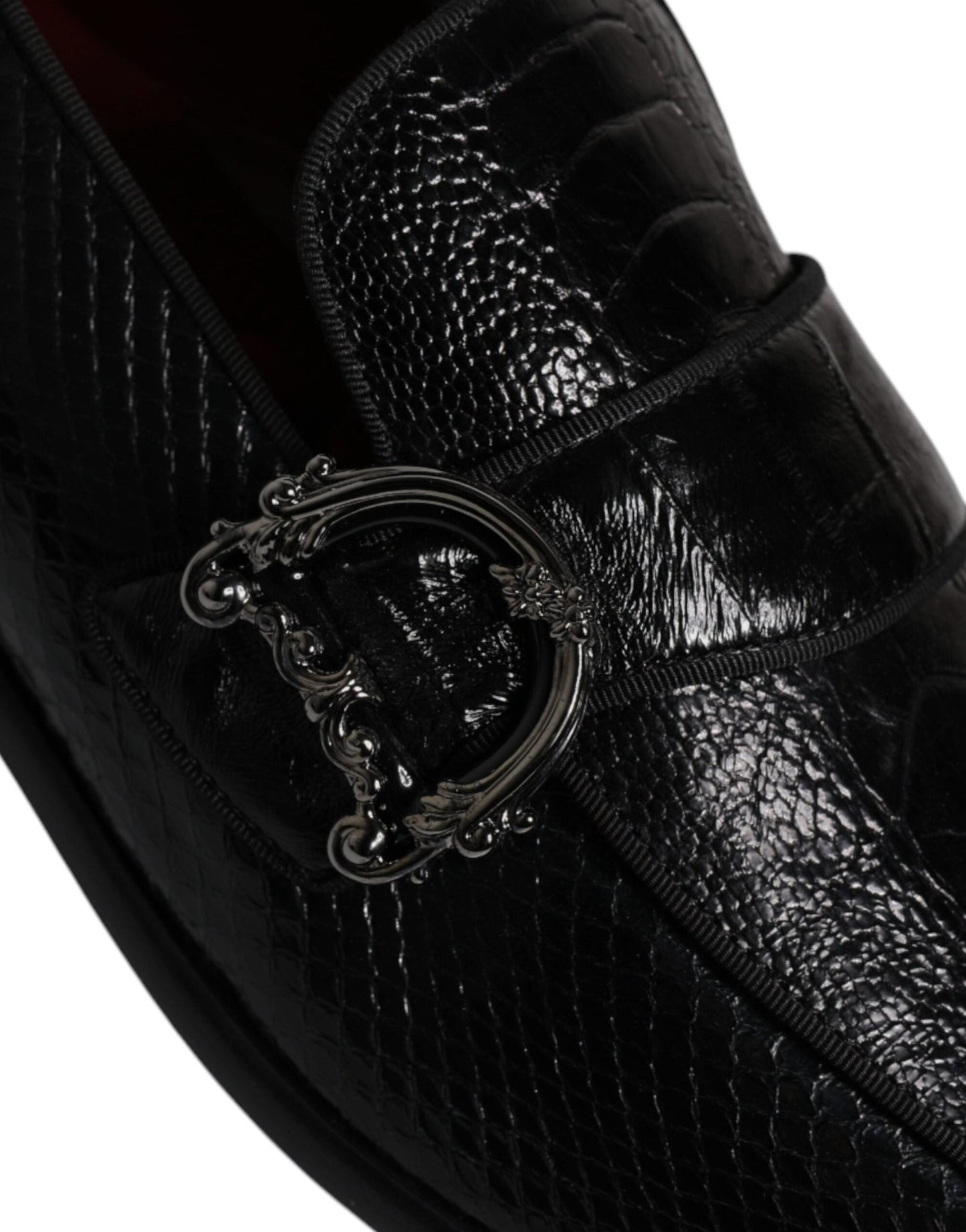 Dolce & Gabbana Black Exotic Leather DG Logo Loafers Formal Dress Shoes - Sandy Store ByNet