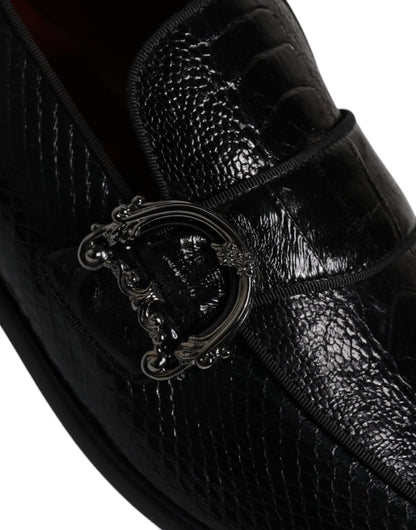 Dolce & Gabbana Black Exotic Leather DG Logo Loafers Formal Dress Shoes - Sandy Store ByNet