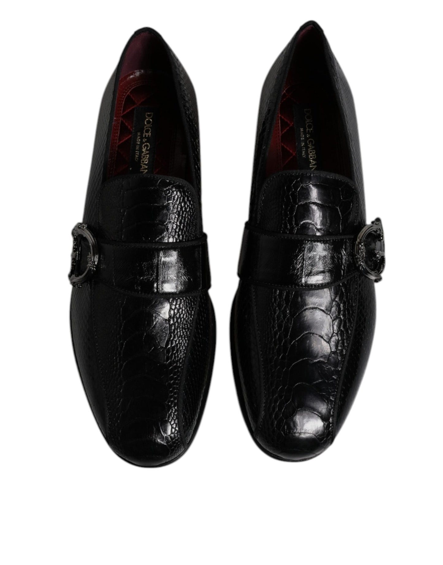 Dolce & Gabbana Black Exotic Leather DG Logo Loafers Formal Dress Shoes - Sandy Store ByNet