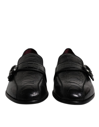 Dolce & Gabbana Black Exotic Leather DG Logo Loafers Formal Dress Shoes - Sandy Store ByNet