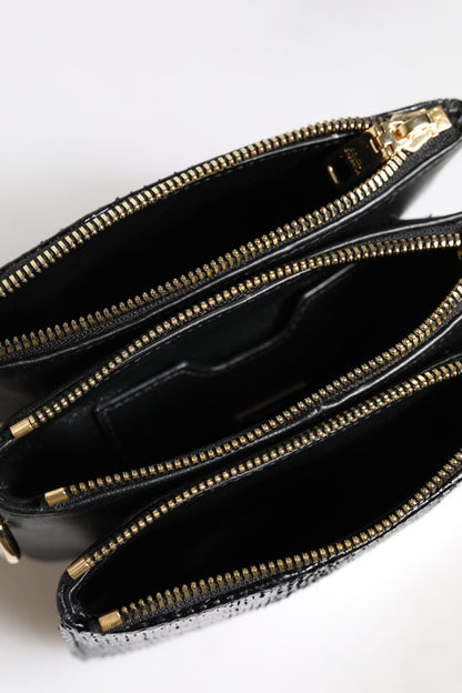 Dolce & Gabbana Black Exotic Leather Shoulder Sling Clutch Bag - Sandy Store ByNet