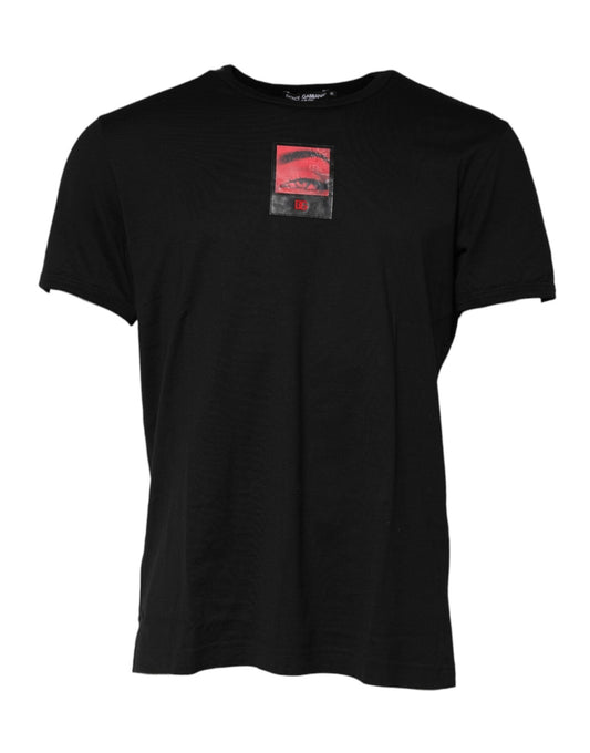 Dolce & Gabbana Black Eye Print Cotton Men Crew Neck T-shirt – IT54 | XL par Dolce & Gabbana | Disponible sur Sandy Store ByNet