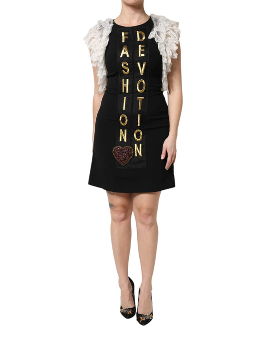 Dolce & Gabbana Black Fashion Devotion Embellish Mini Dress – IT36|XXS par Dolce & Gabbana | Disponible sur Sandy Store ByNet