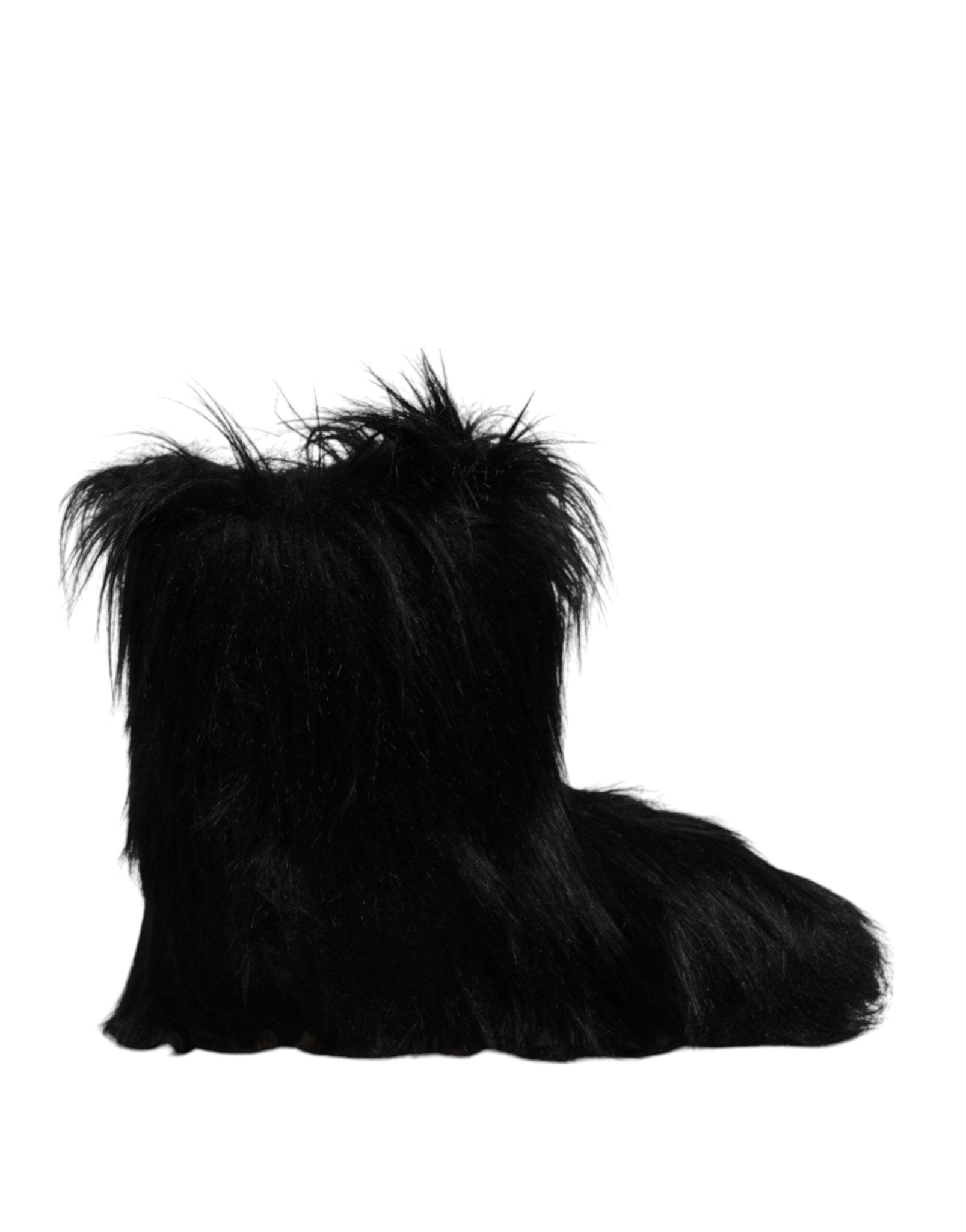 Dolce & Gabbana Black Faux Fur Mid Calf Boots Shoes – EU44/US11 par Dolce & Gabbana | Disponible sur Sandy Store ByNet