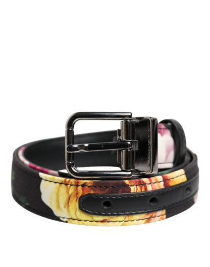 Dolce & Gabbana Black Floral Brocade Silver Metal Buckle Belt – 70 cm / 28 Inches par Dolce & Gabbana | Disponible sur Sandy Store ByNet