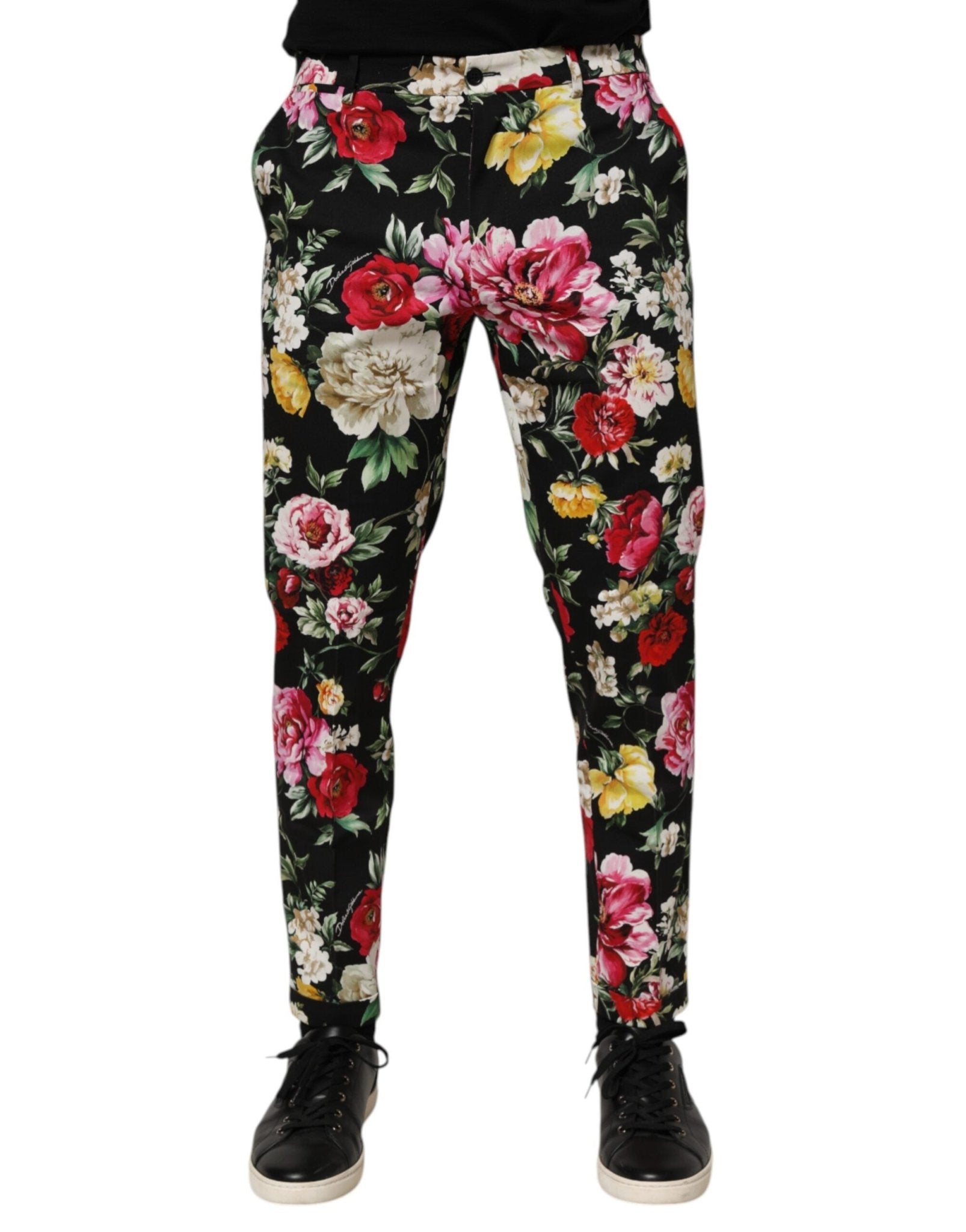 Dolce & Gabbana Black Floral Cotton Dress Formal Trouser Pants – IT48 | M par Dolce & Gabbana | Disponible sur Sandy Store ByNet