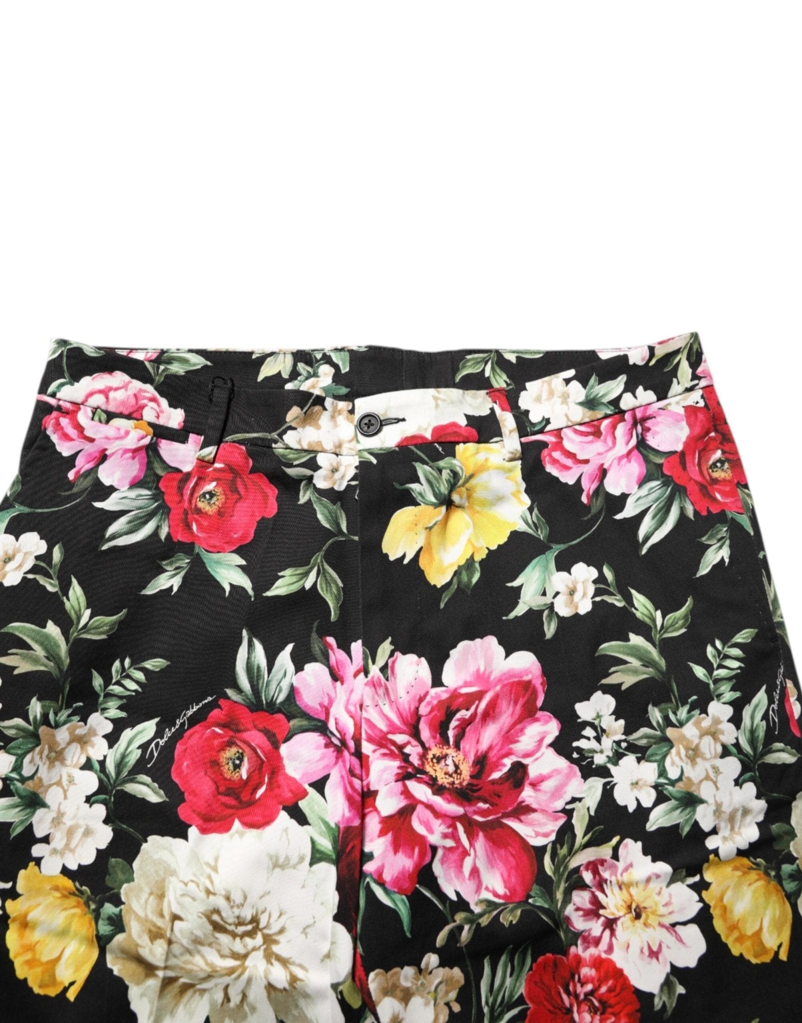 Dolce & Gabbana Black Floral Cotton Dress Formal Trouser Pants – IT48 | M par Dolce & Gabbana | Disponible sur Sandy Store ByNet