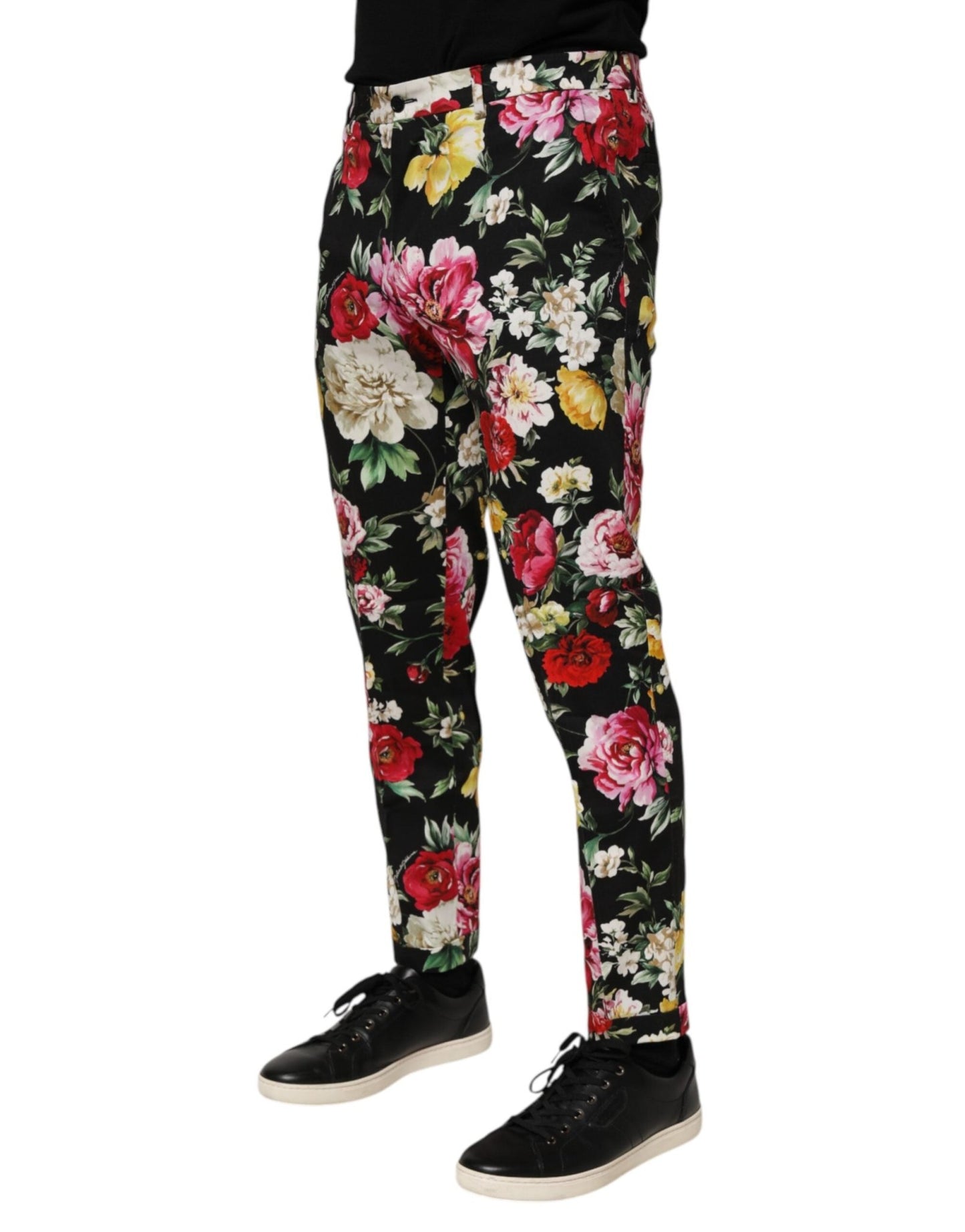 Dolce & Gabbana Black Floral Cotton Dress Formal Trouser Pants – IT48 | M par Dolce & Gabbana | Disponible sur Sandy Store ByNet