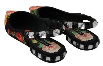 Dolce & Gabbana Black Floral Crystal Slingbacks Flats Shoes – EU36/US5.5 par Dolce & Gabbana | Disponible sur Sandy Store ByNet