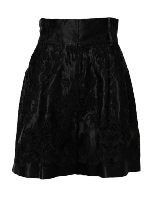 Dolce & Gabbana Black Floral Embroidery Silk High Waist Shorts – IT40|S par Dolce & Gabbana | Disponible sur Sandy Store ByNet