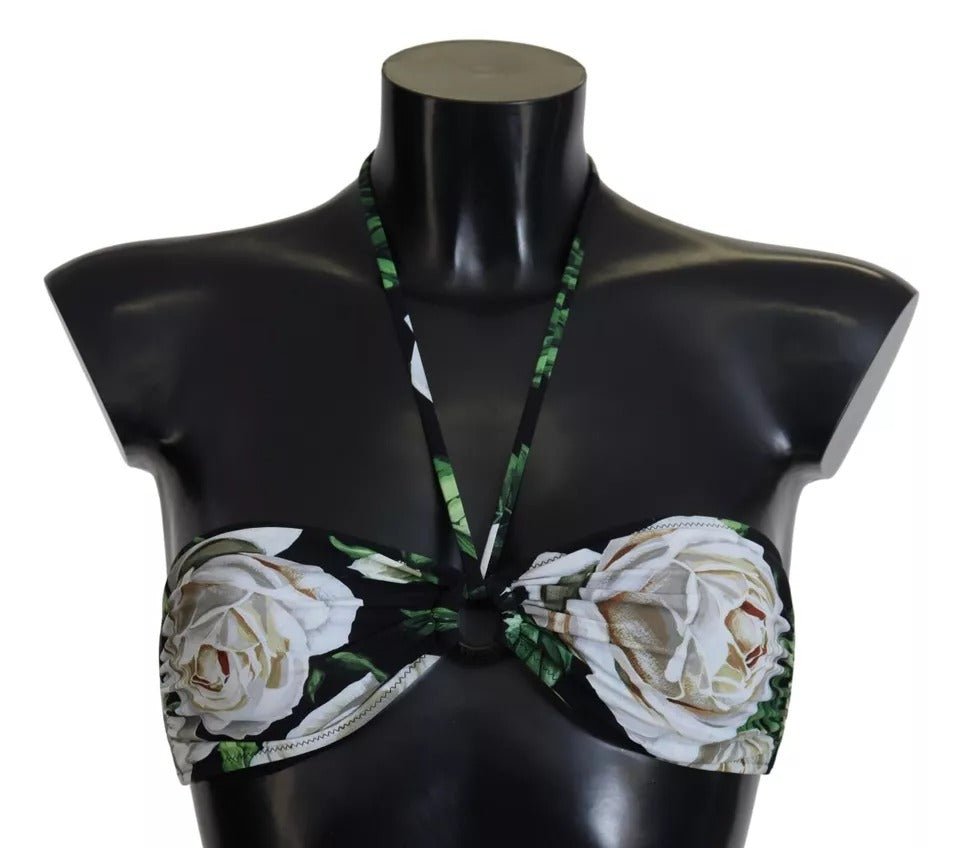 Dolce & Gabbana Black Floral Halter Beachwear Swimwear Bikini Top – IT2 | S par Dolce & Gabbana | Disponible sur Sandy Store ByNet