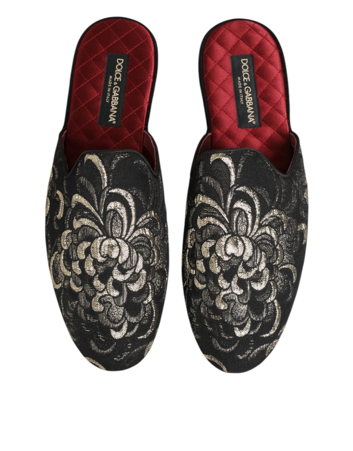 Dolce & Gabbana Black Floral Jacquard Slides Slippers Shoes – EU42/US9 par Dolce & Gabbana | Disponible sur Sandy Store ByNet