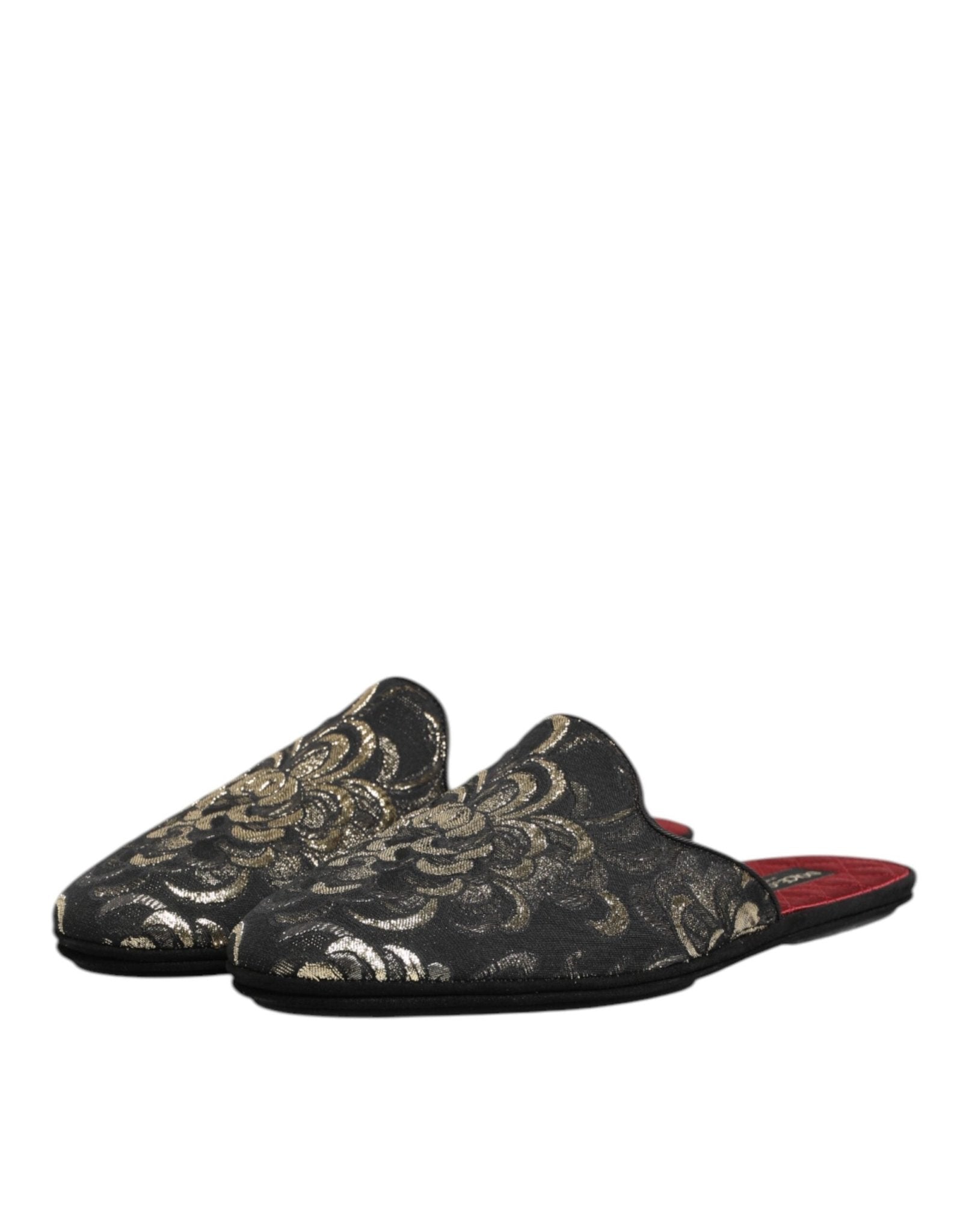 Dolce & Gabbana Black Floral Jacquard Slides Slippers Shoes – EU42/US9 par Dolce & Gabbana | Disponible sur Sandy Store ByNet