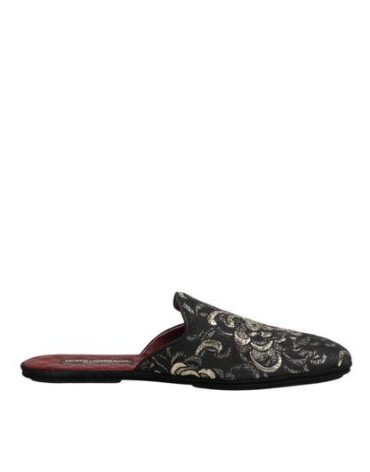 Dolce & Gabbana Black Floral Jacquard Slides Slippers Shoes – EU42/US9 par Dolce & Gabbana | Disponible sur Sandy Store ByNet