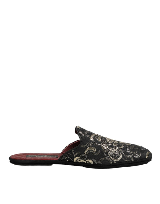 Dolce & Gabbana Black Floral Jacquard Slides Slippers Shoes – EU42/US9 par Dolce & Gabbana | Disponible sur Sandy Store ByNet