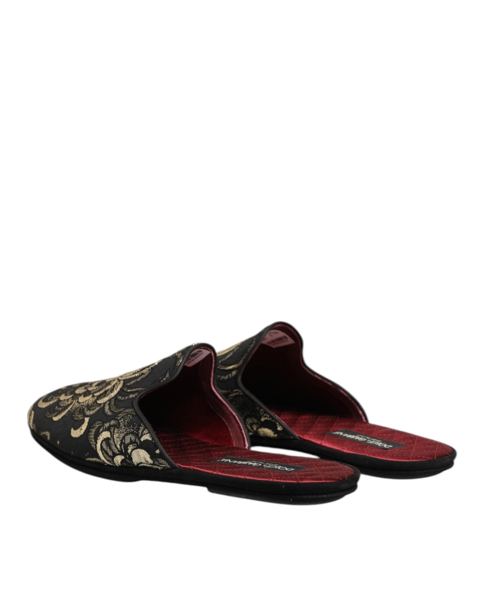 Dolce & Gabbana Black Floral Jacquard Slides Slippers Shoes – EU42/US9 par Dolce & Gabbana | Disponible sur Sandy Store ByNet