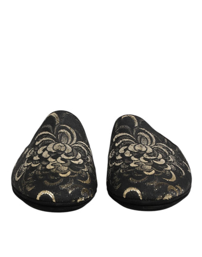 Dolce & Gabbana Black Floral Jacquard Slides Slippers Shoes – EU42/US9 par Dolce & Gabbana | Disponible sur Sandy Store ByNet