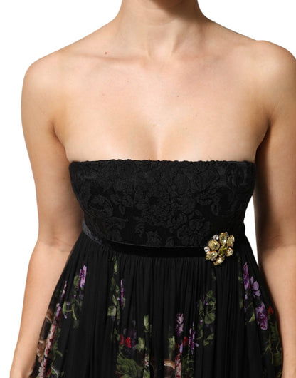 Dolce & Gabbana Black Floral Key Print Crystal Strapless Dress – IT40|S par Dolce & Gabbana | Disponible sur Sandy Store ByNet