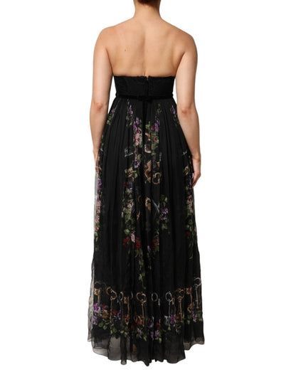 Dolce & Gabbana Black Floral Key Print Crystal Strapless Dress – IT40|S par Dolce & Gabbana | Disponible sur Sandy Store ByNet