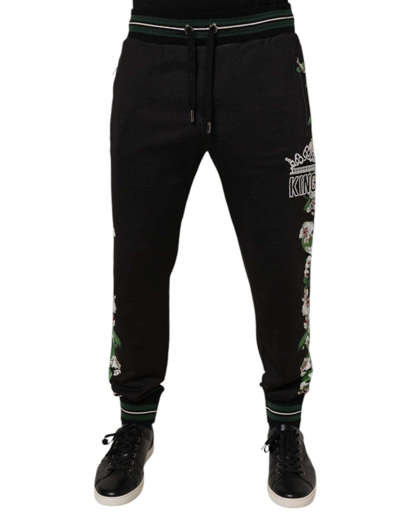Dolce & Gabbana Black Floral King Men Jogger Sweatpants Pants - Sandy Store ByNet