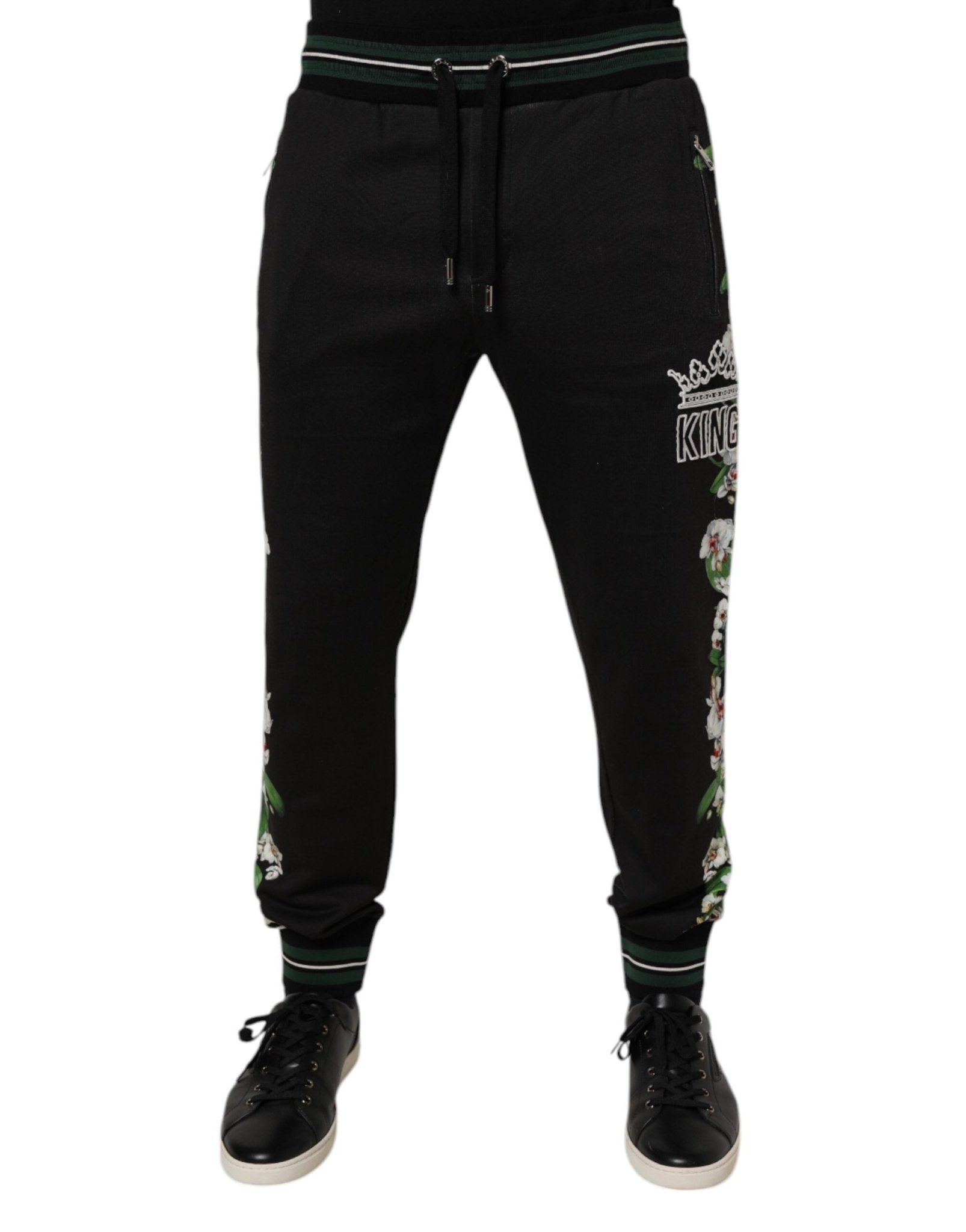 Dolce & Gabbana Black Floral King Men Jogger Sweatpants Pants - Sandy Store ByNet
