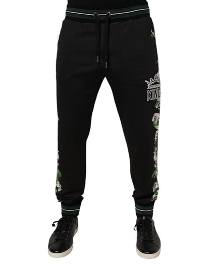 Dolce & Gabbana Black Floral King Men Jogger Sweatpants Pants - Sandy Store ByNet