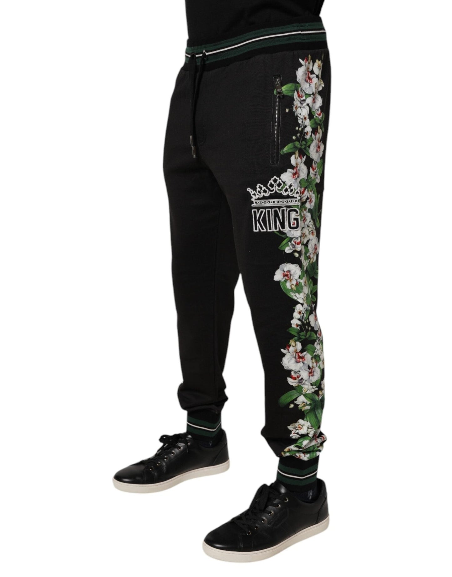 Dolce & Gabbana Black Floral King Men Jogger Sweatpants Pants - Sandy Store ByNet