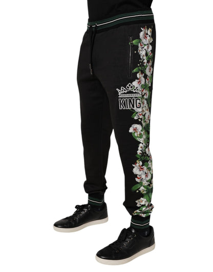 Dolce & Gabbana Black Floral King Men Jogger Sweatpants Pants - Sandy Store ByNet