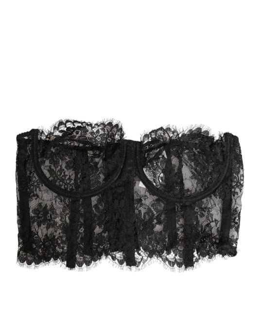 Dolce & Gabbana Black Floral Lace Bustier Bralette Top Underwear – IT3 | M par Dolce & Gabbana | Disponible sur Sandy Store ByNet