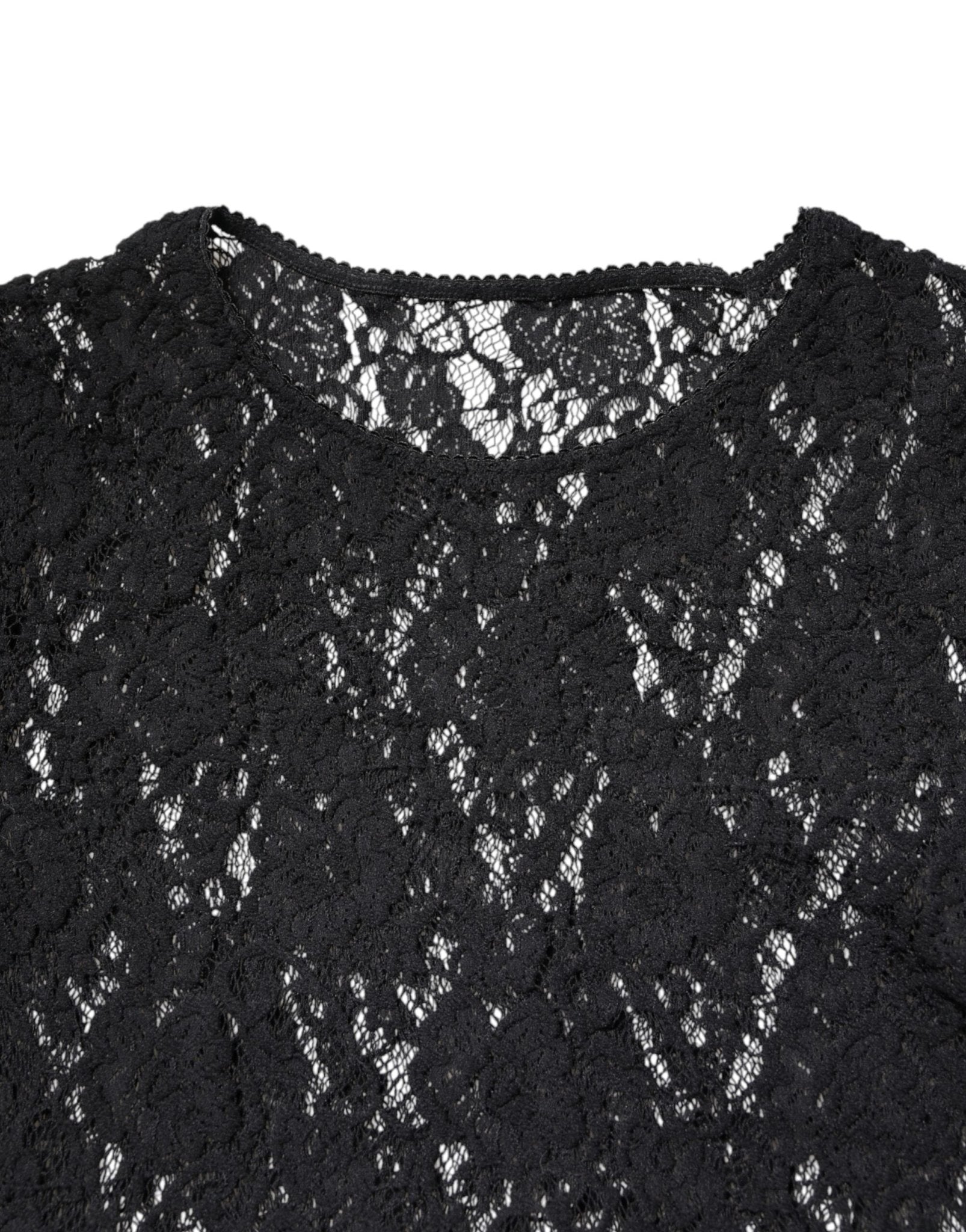 Dolce & Gabbana Black Floral Lace Long Sleeves Pullover Top - Sandy Store ByNet