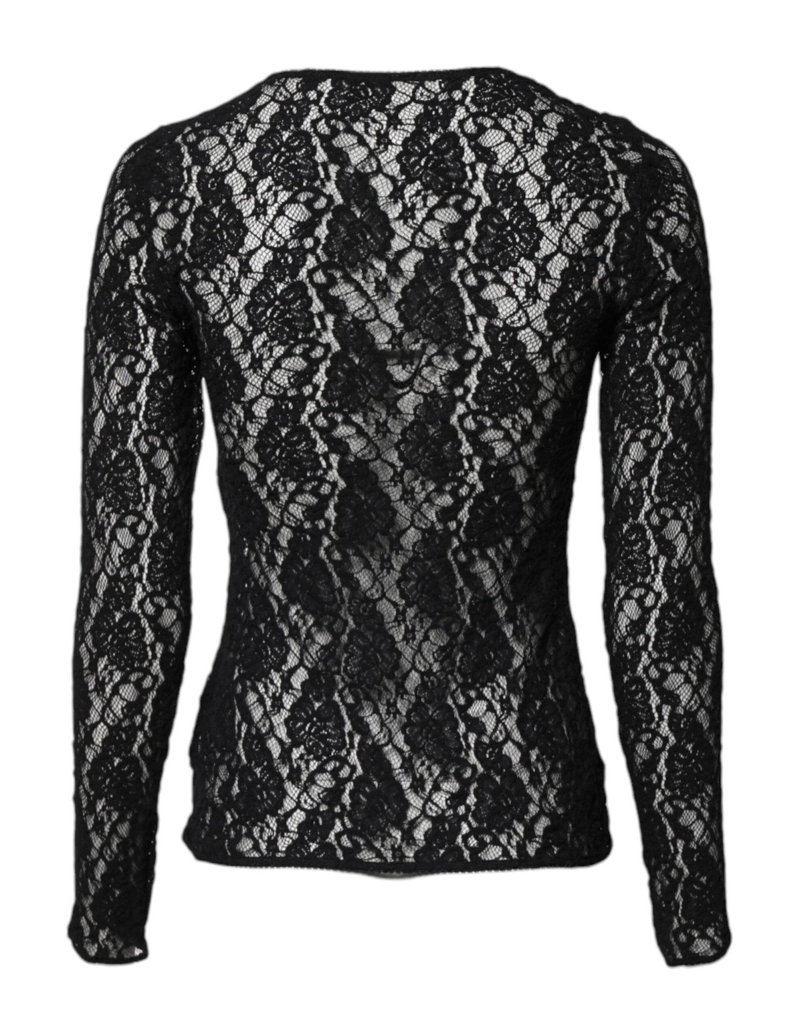 Dolce & Gabbana Black Floral Lace Long Sleeves Pullover Top - Sandy Store ByNet