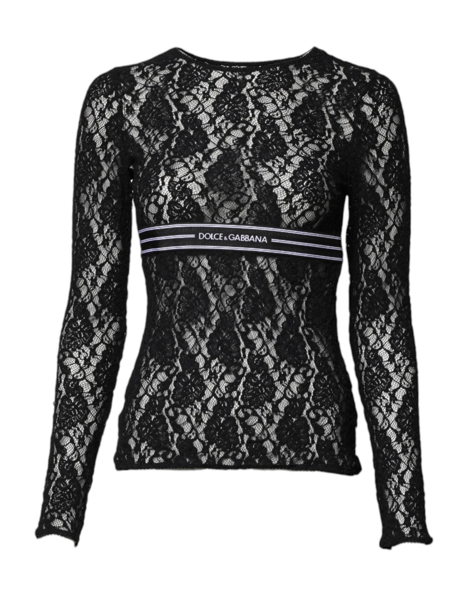 Dolce & Gabbana Black Floral Lace Long Sleeves Pullover Top - Sandy Store ByNet