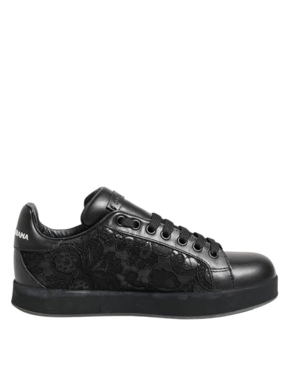Dolce & Gabbana Black Floral Lace Low Top Sneakers Shoes – EU35/US4.5 par Dolce & Gabbana | Disponible sur Sandy Store ByNet