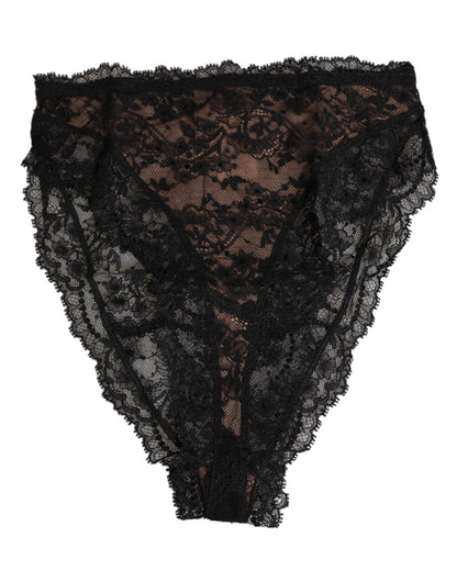 Dolce & Gabbana Black Floral Lace Mesh High Brief Panty Underwear – IT2 | S par Dolce & Gabbana | Disponible sur Sandy Store ByNet