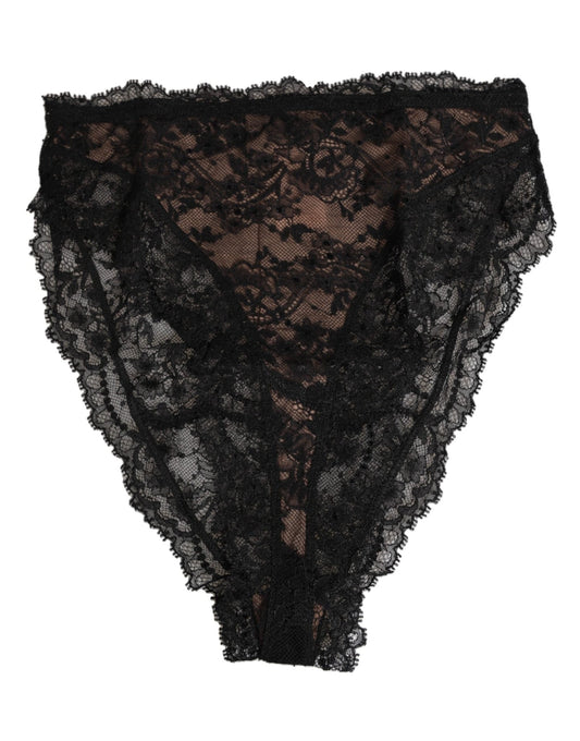 Dolce & Gabbana Black Floral Lace Mesh High Brief Panty Underwear – IT2 | S par Dolce & Gabbana | Disponible sur Sandy Store ByNet