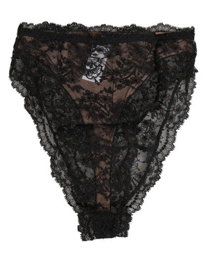 Dolce & Gabbana Black Floral Lace Mesh High Brief Panty Underwear – IT2 | S par Dolce & Gabbana | Disponible sur Sandy Store ByNet