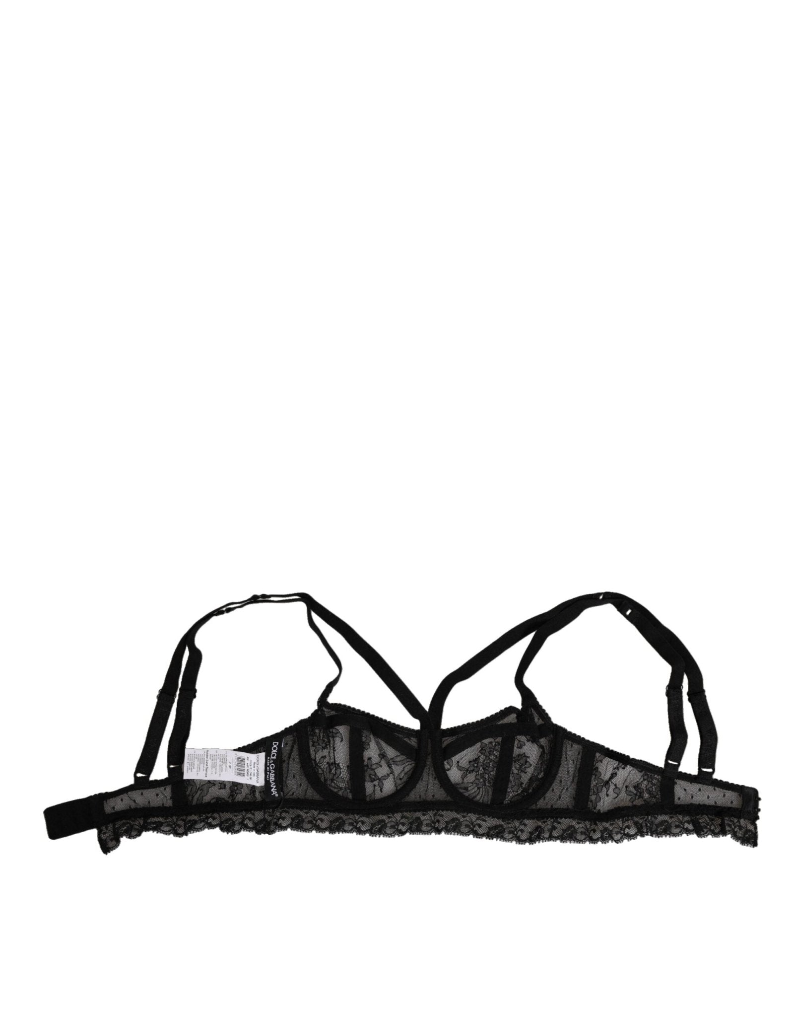 Dolce & Gabbana Black Floral Lace Nylon Balconcino Bra Underwear – IT2 | S par Dolce & Gabbana | Disponible sur Sandy Store ByNet