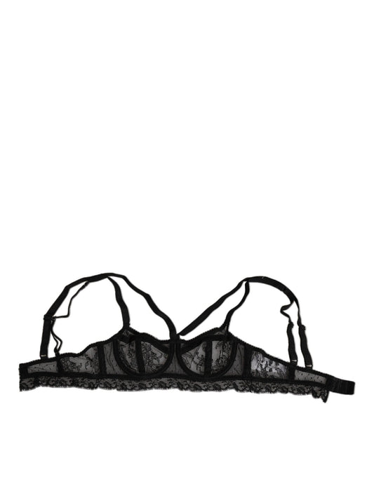 Dolce & Gabbana Black Floral Lace Nylon Balconcino Bra Underwear – IT2 | S par Dolce & Gabbana | Disponible sur Sandy Store ByNet