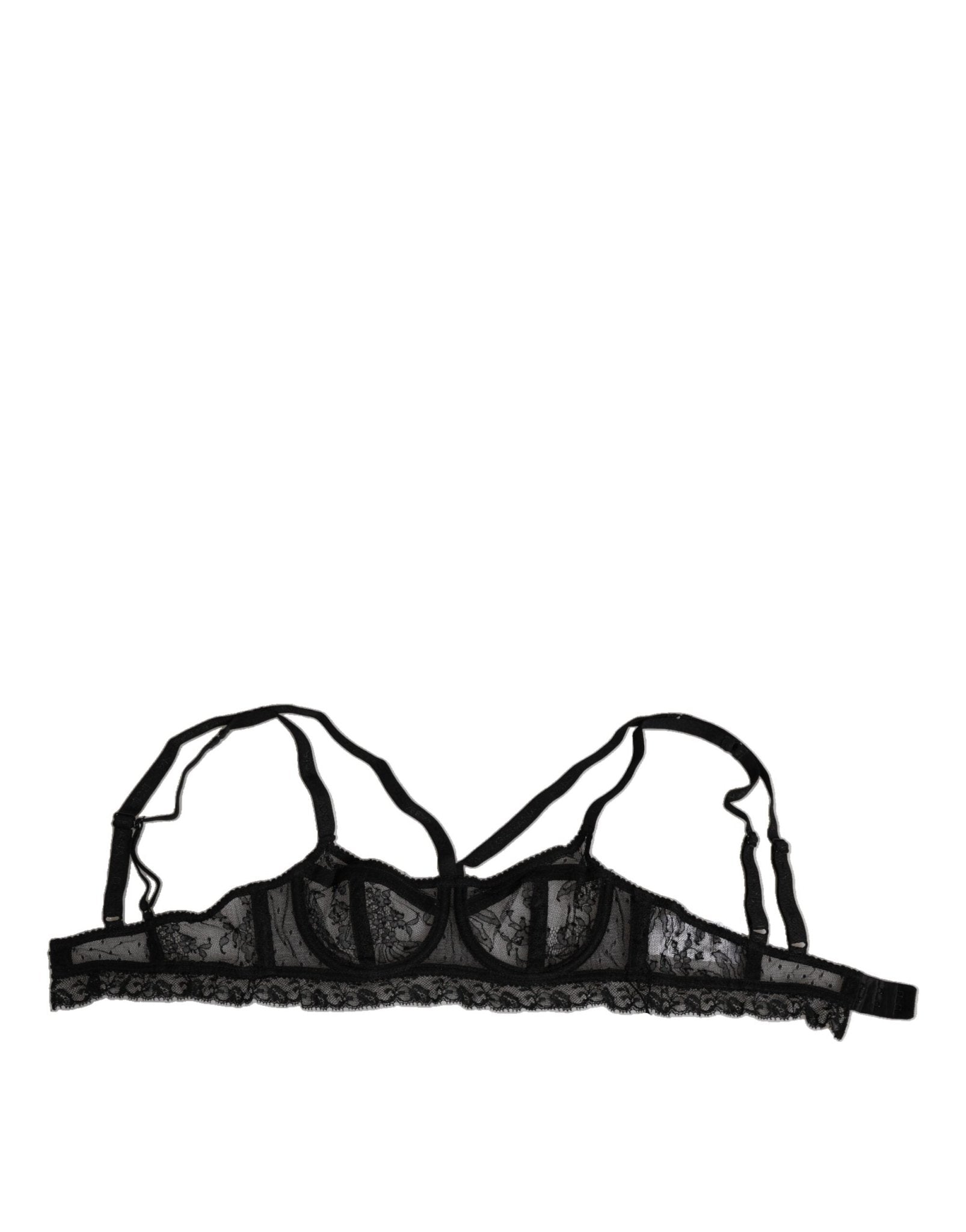 Dolce & Gabbana Black Floral Lace Nylon Balconcino Bra Underwear – IT2 | S par Dolce & Gabbana | Disponible sur Sandy Store ByNet