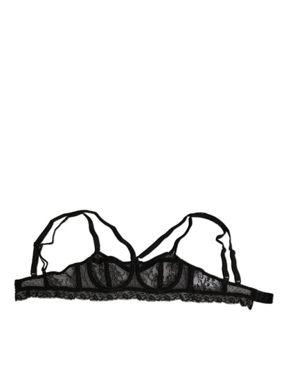 Dolce & Gabbana Black Floral Lace Nylon Balconcino Bra Underwear – IT2 | S par Dolce & Gabbana | Disponible sur Sandy Store ByNet