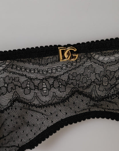 Dolce & Gabbana Black Floral Lace Nylon Strap Garter Underwear – IT2 | S par Dolce & Gabbana | Disponible sur Sandy Store ByNet