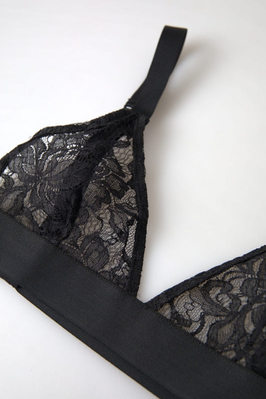 Dolce & Gabbana Black Floral Lace Nylon Stretch Bra Underwear – IT40|S par Dolce & Gabbana | Disponible sur Sandy Store ByNet